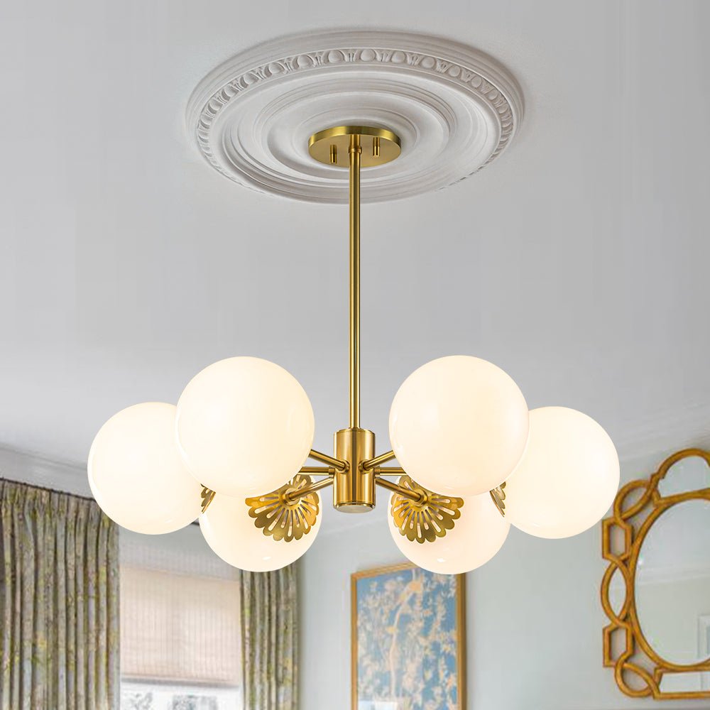 Ostulix Daisy Sputnik Opal Glass Chandelier - Lamp Copper