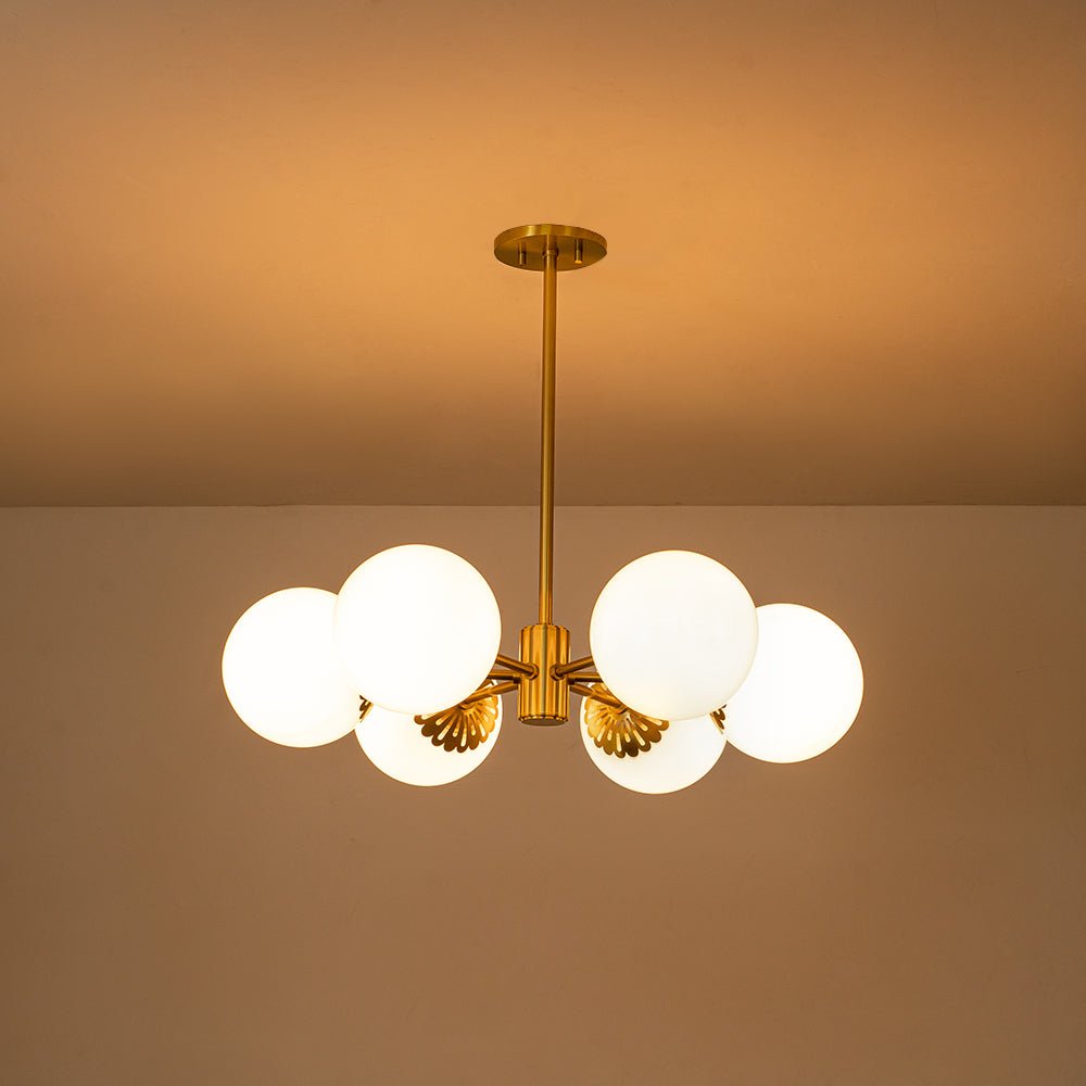 Ostulix Daisy Sputnik Opal Glass Chandelier - Lamp Copper