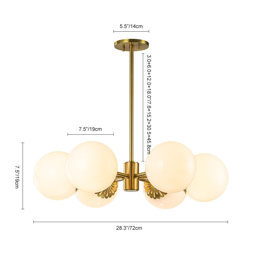 Ostulix Daisy Sputnik Opal Glass Chandelier - Lamp Copper