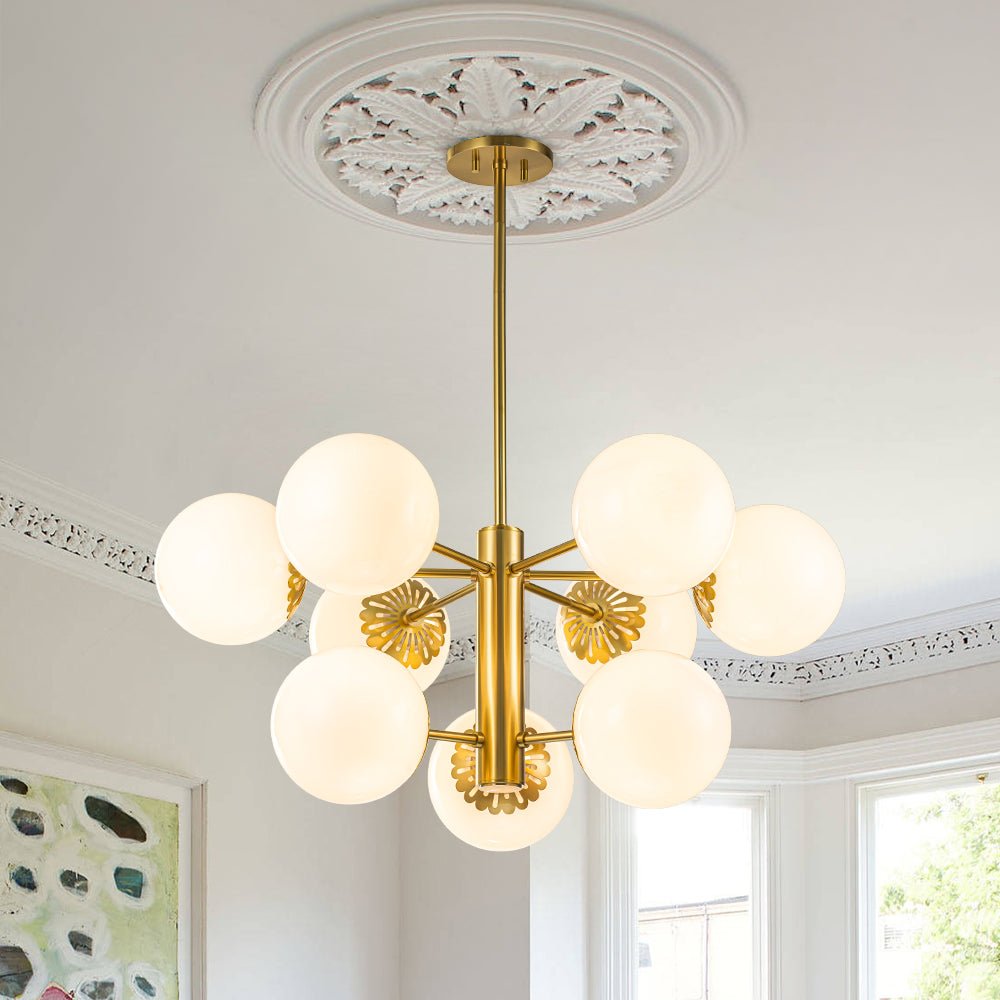 Ostulix Daisy Sputnik Opal Glass Chandelier - Lamp Copper