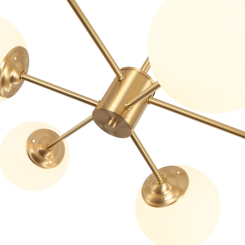 Aevig Minimalist Brass Opal Glass Chandelier - Lamp Copper