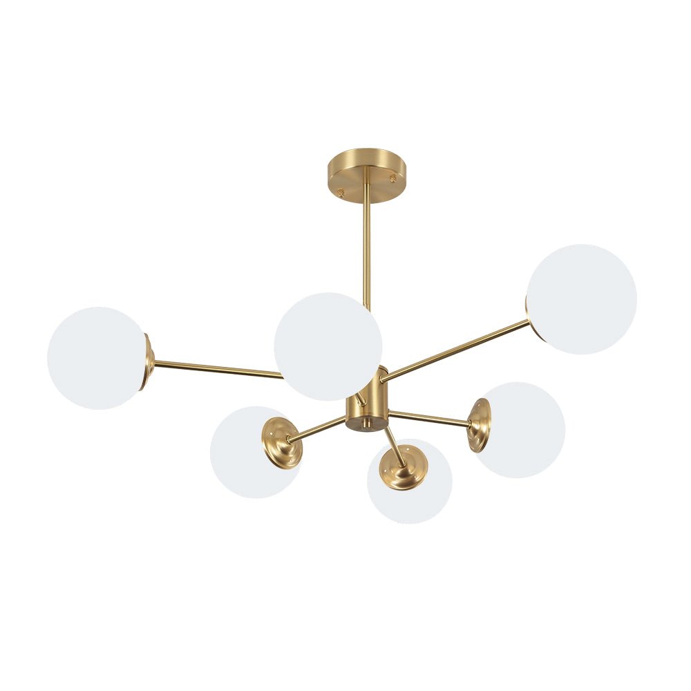 Aevig Minimalist Brass Opal Glass Chandelier - Lamp Copper