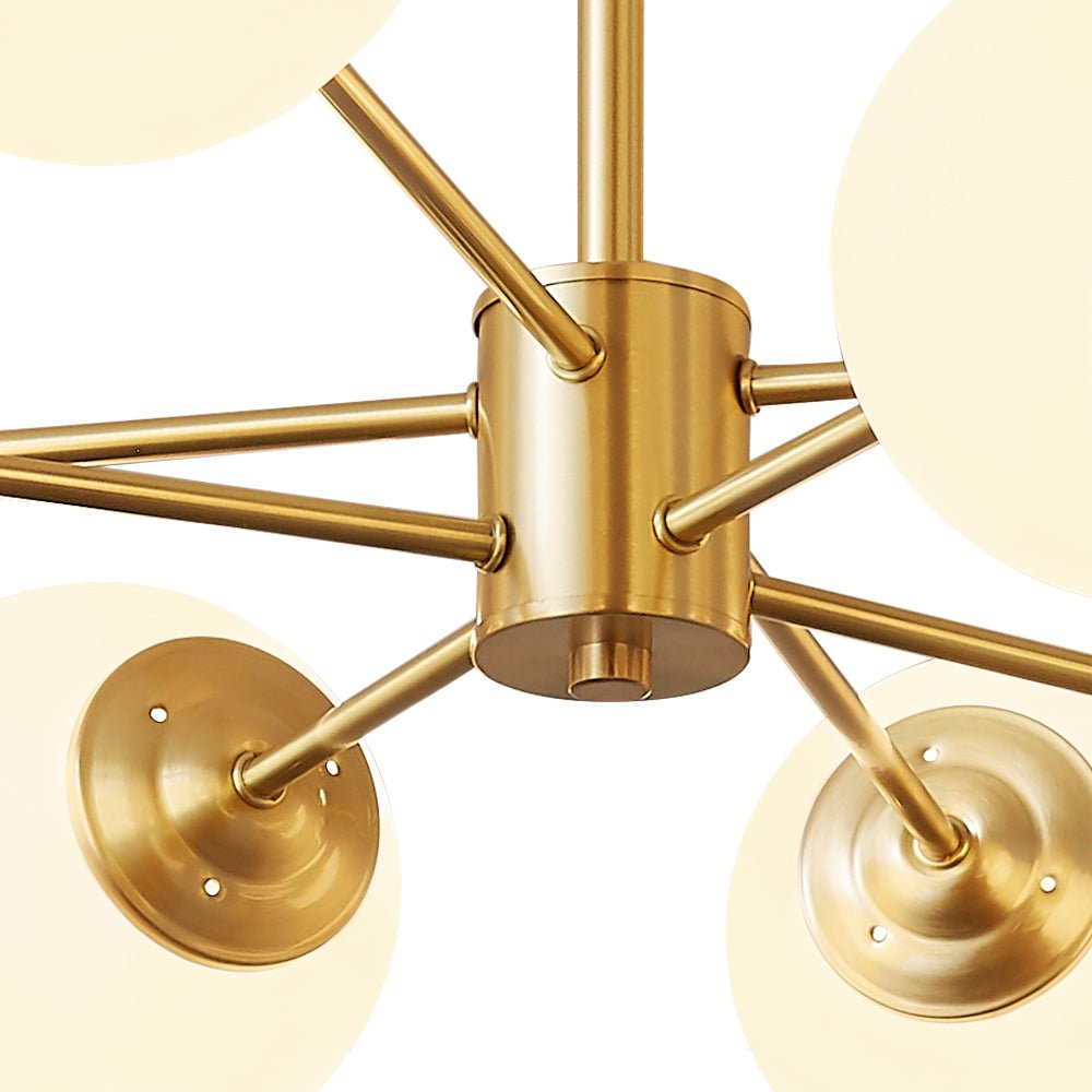 Aevig Minimalist Brass Opal Glass Chandelier - Lamp Copper