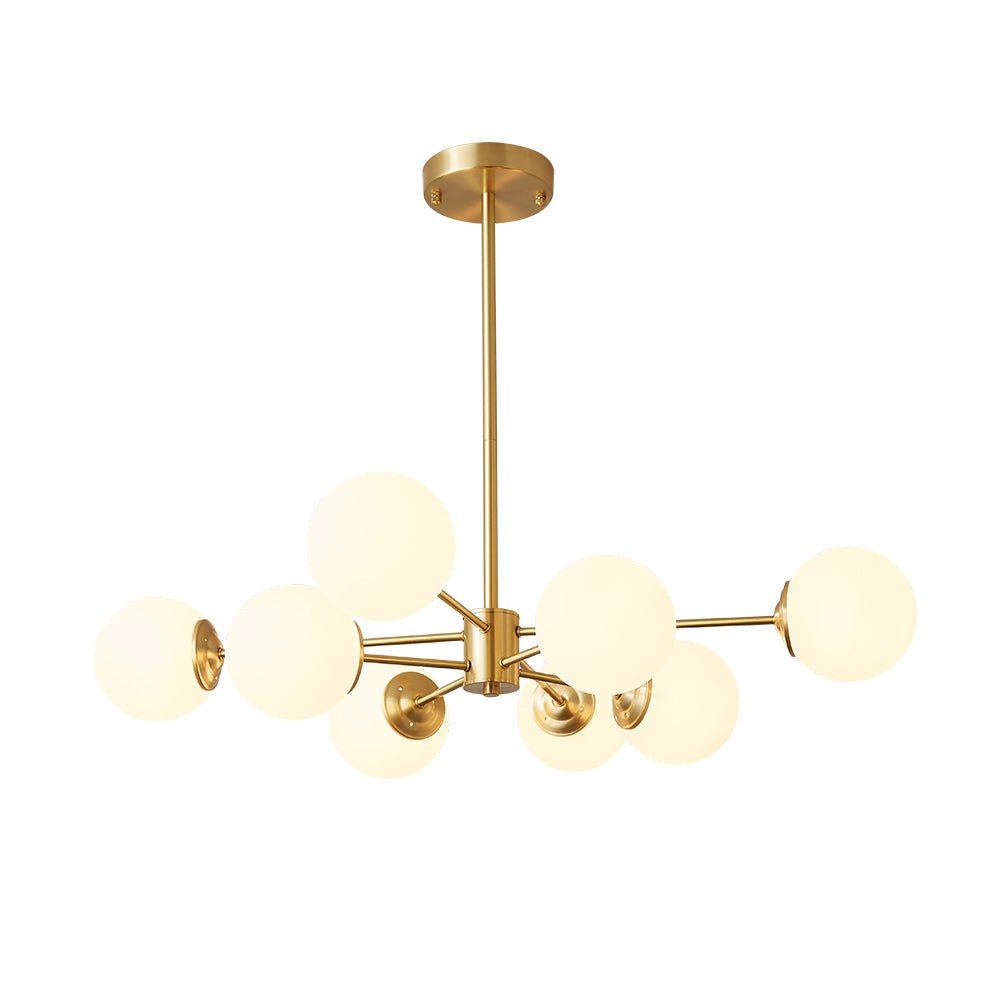 Aevig Minimalist Brass Opal Glass Chandelier - Lamp Copper