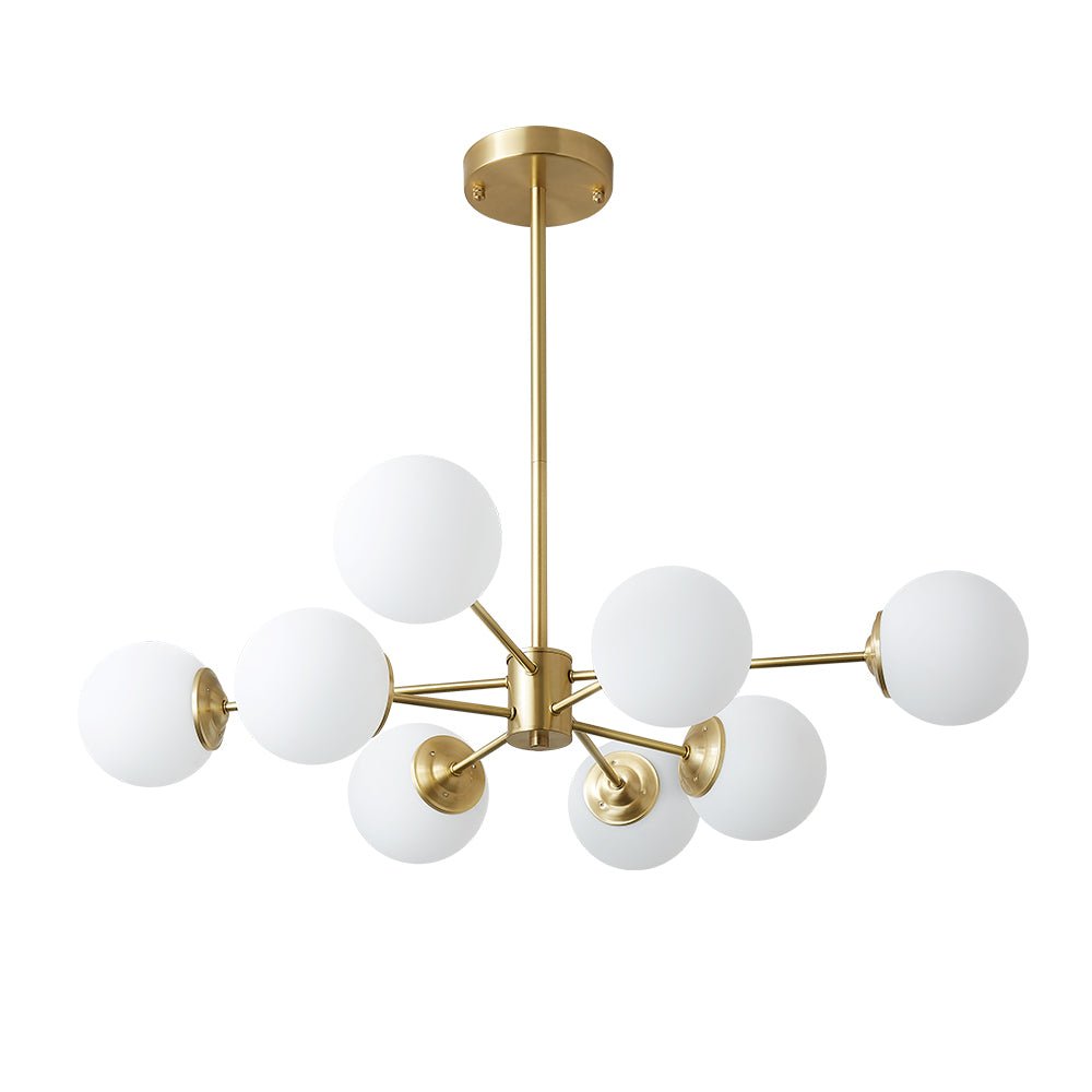 Aevig Minimalist Brass Opal Glass Chandelier - Lamp Copper
