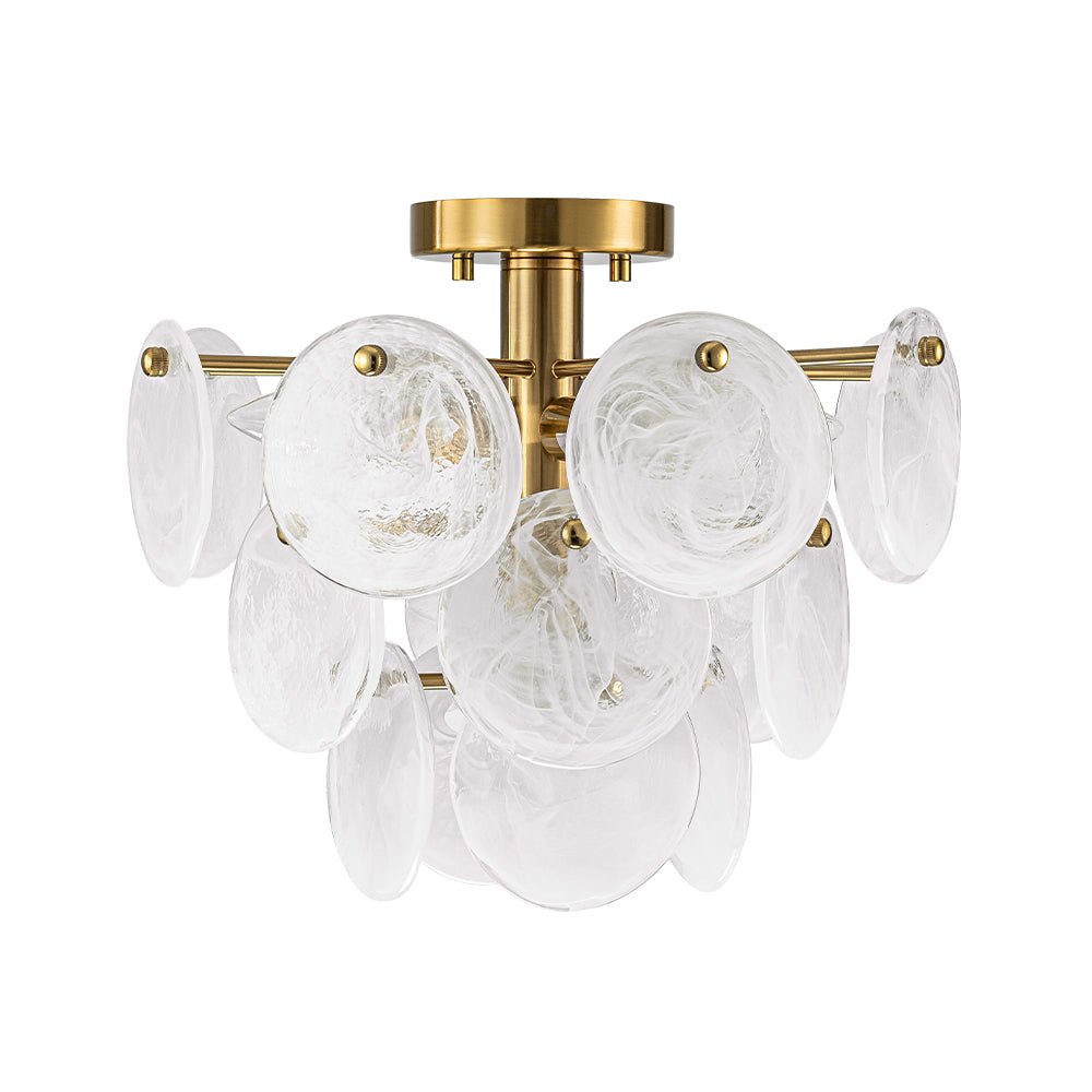 Kospa Modern Opal Swirl Glass Semi Flush Chandelier - Lamp Copper