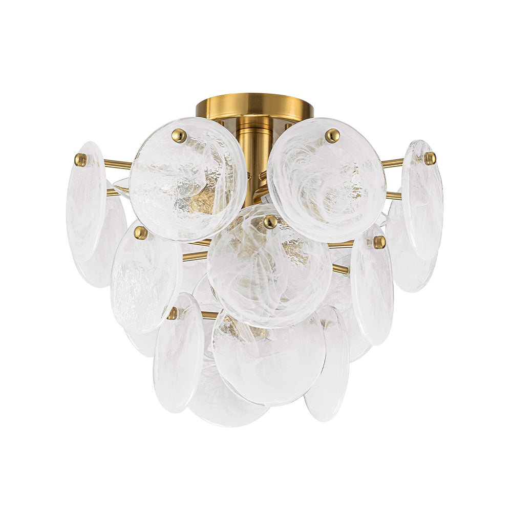 Kospa Modern Opal Swirl Glass Semi Flush Chandelier - Lamp Copper