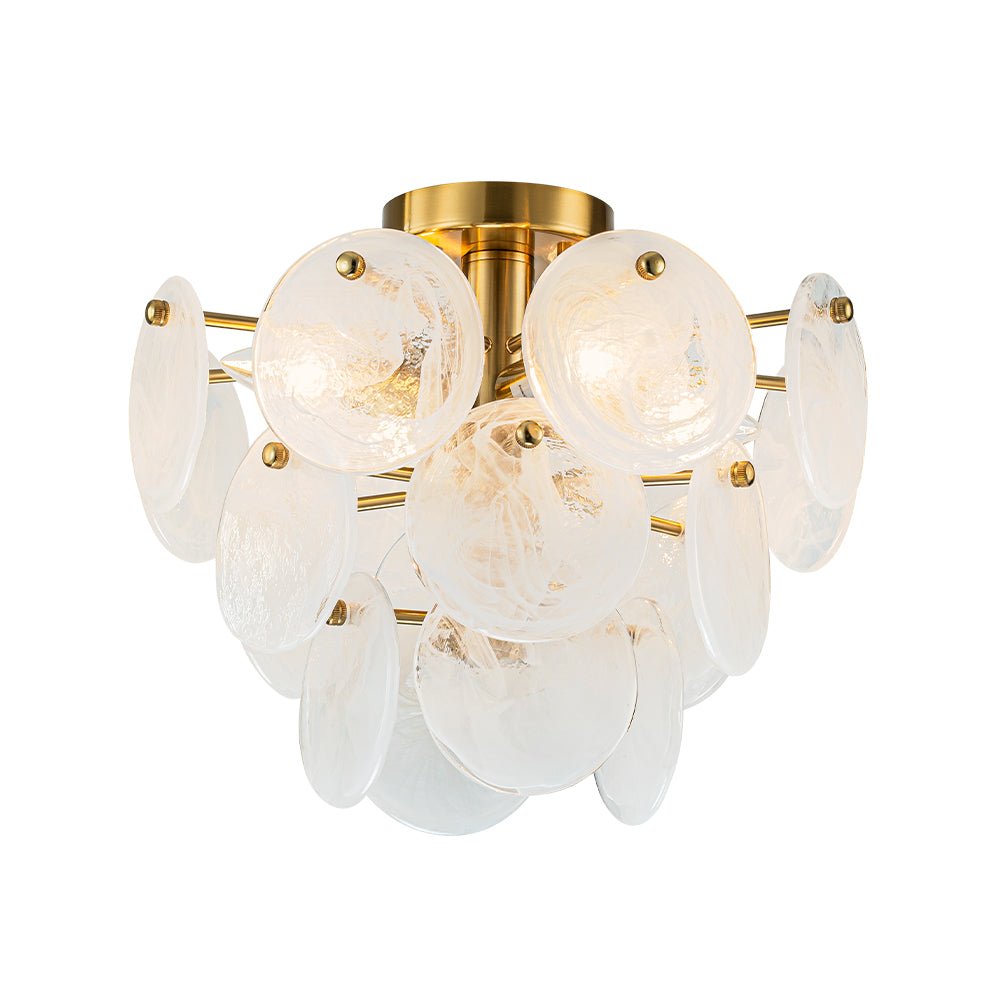 Kospa Modern Opal Swirl Glass Semi Flush Chandelier - Lamp Copper