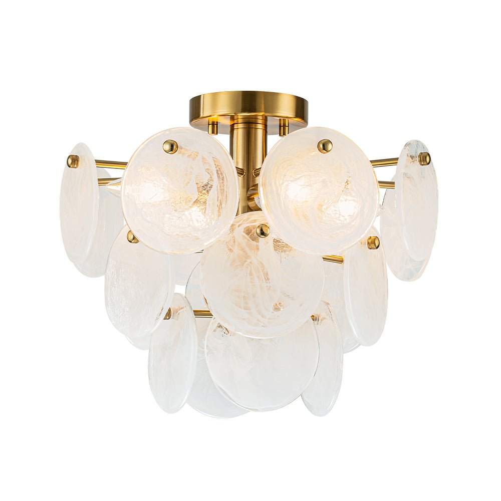 Kospa Modern Opal Swirl Glass Semi Flush Chandelier - Lamp Copper