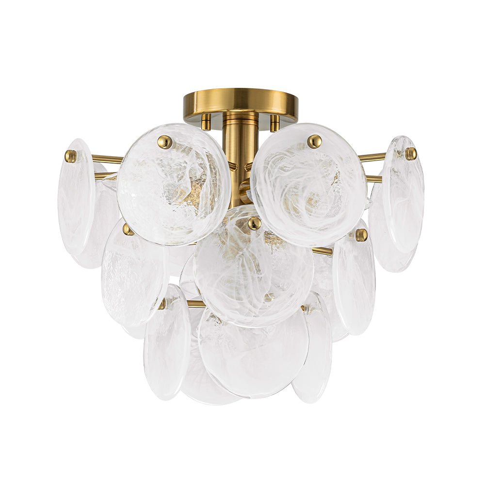 Kospa Modern Opal Swirl Glass Semi Flush Chandelier - Lamp Copper