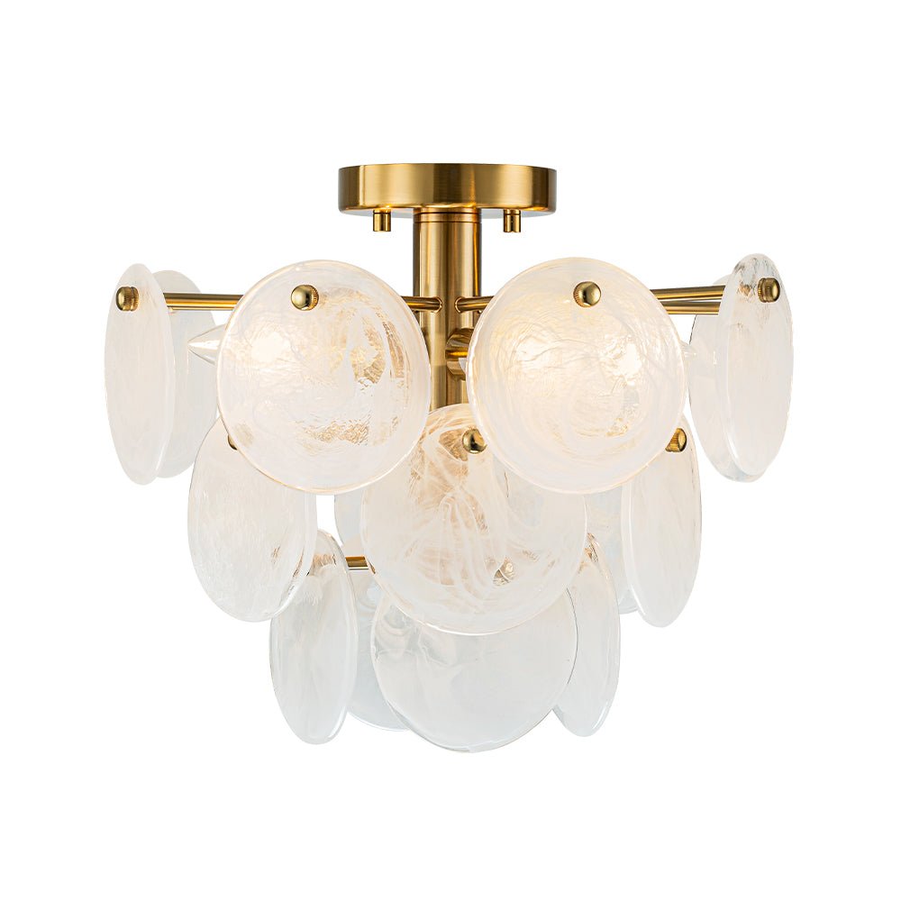 Kospa Modern Opal Swirl Glass Semi Flush Chandelier - Lamp Copper