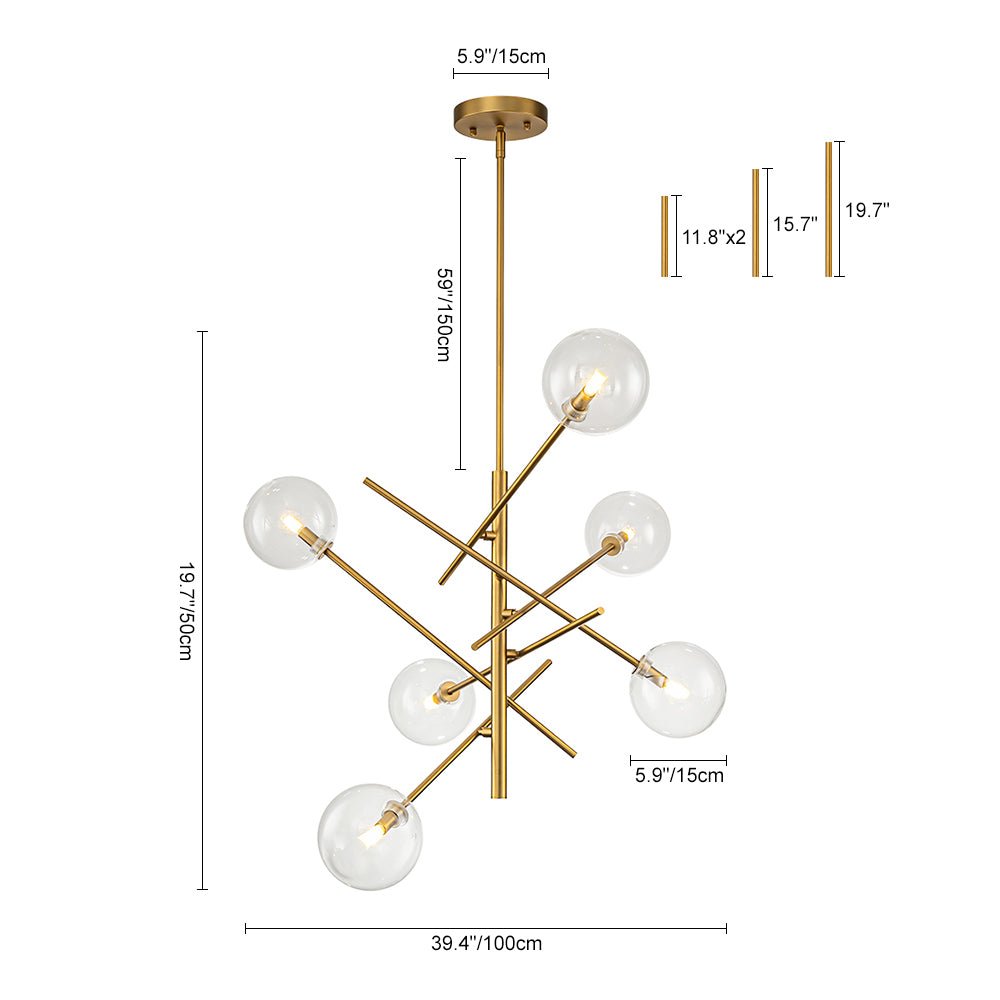 Glitre Celestial Sputnik Glass Chandelier - Lamp Copper
