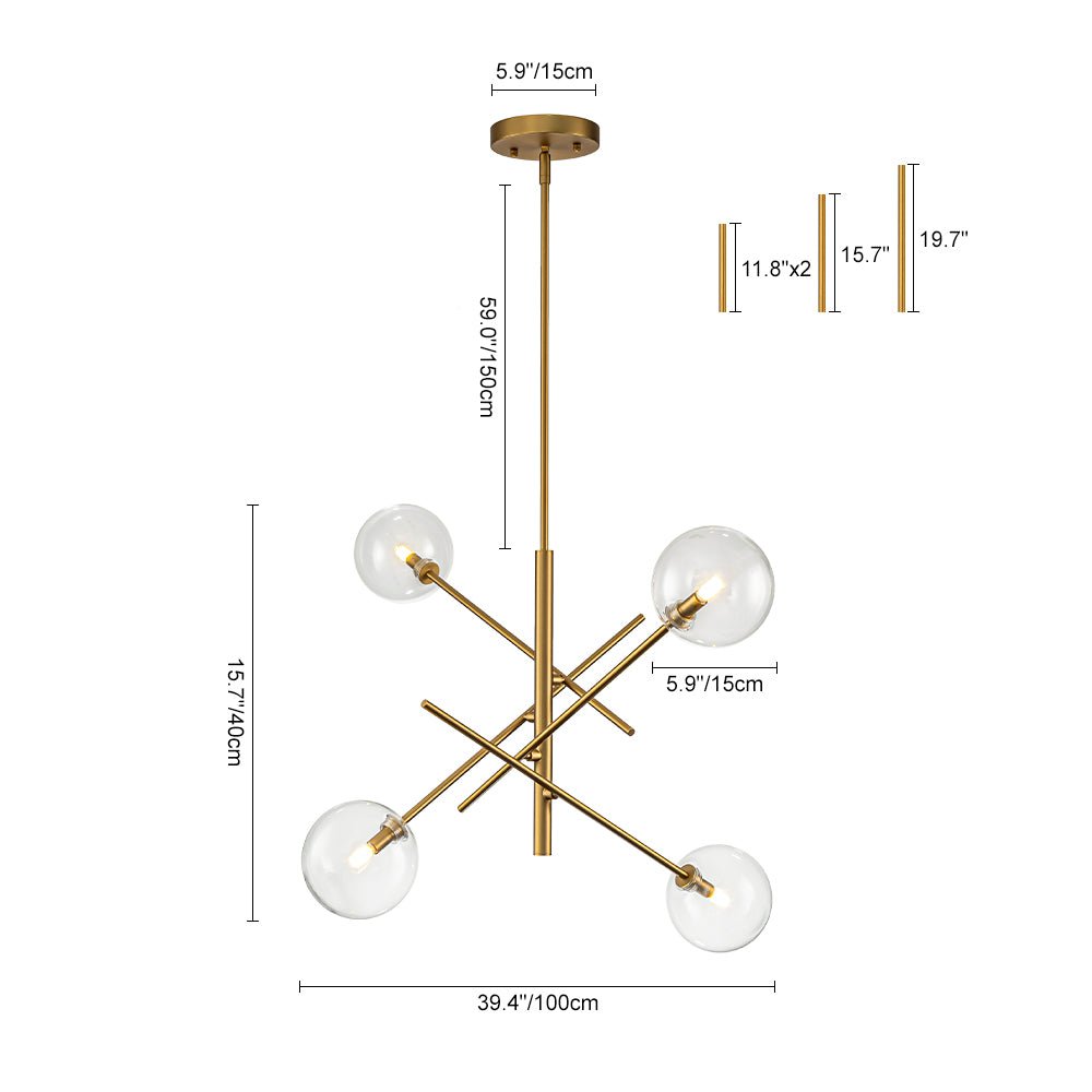 Glitre Celestial Sputnik Glass Chandelier - Lamp Copper