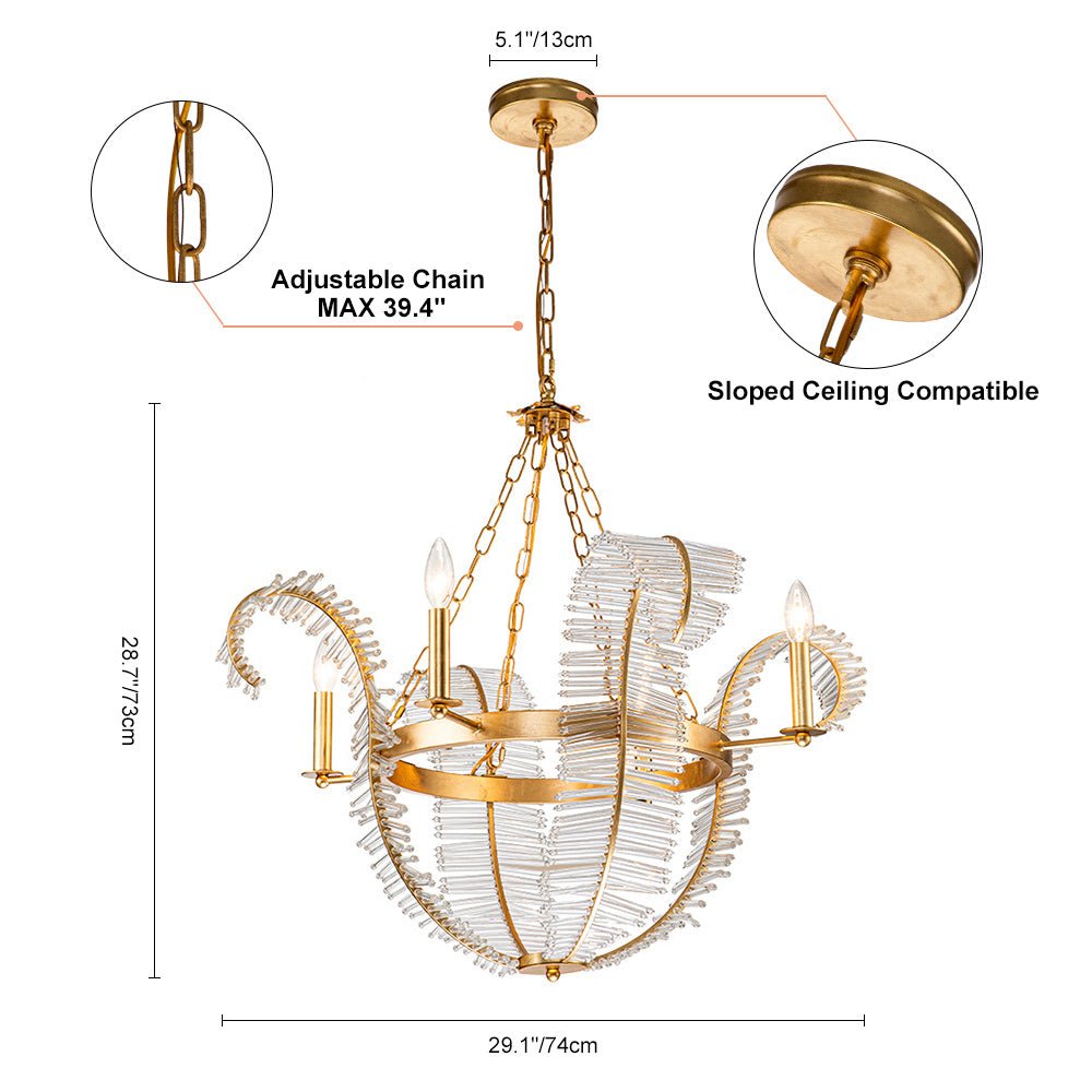 Oravel Antique Floral Crystal Chandelier - Lamp Copper