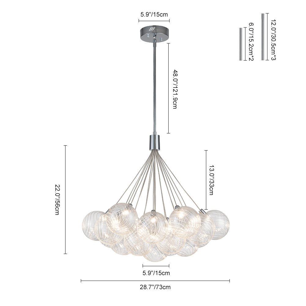 Waegn Modern Glass Metal Chandelier - Lamp Copper