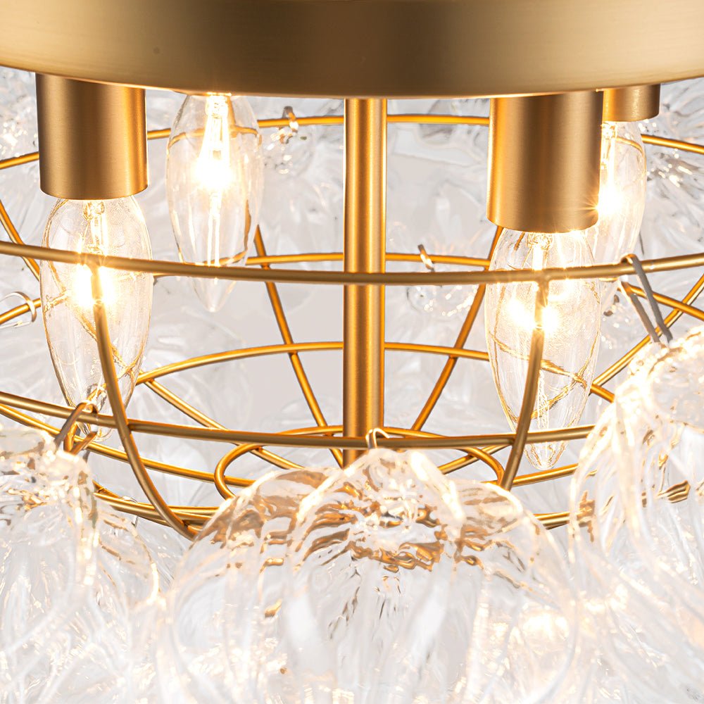 Aevunix Cluster Sculpture Bubble Glass Semi Flush Chandelier - Lamp Copper