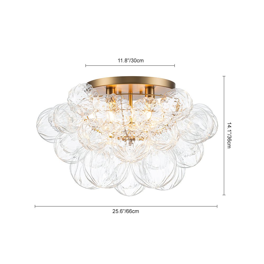 Aevunix Cluster Sculpture Bubble Glass Semi Flush Chandelier - Lamp Copper