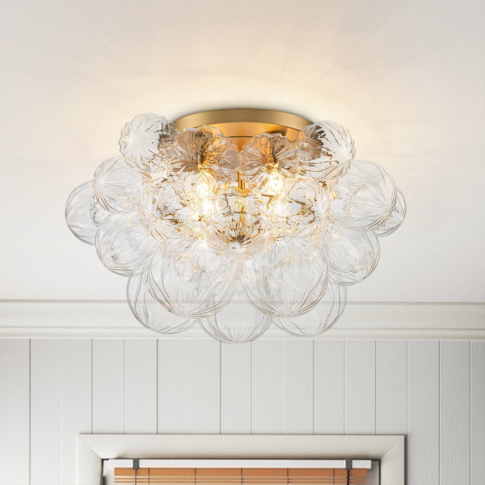 Aevunix Cluster Sculpture Bubble Glass Semi Flush Chandelier - Lamp Copper