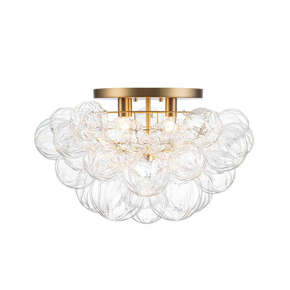 Aevunix Cluster Sculpture Bubble Glass Semi Flush Chandelier - Lamp Copper