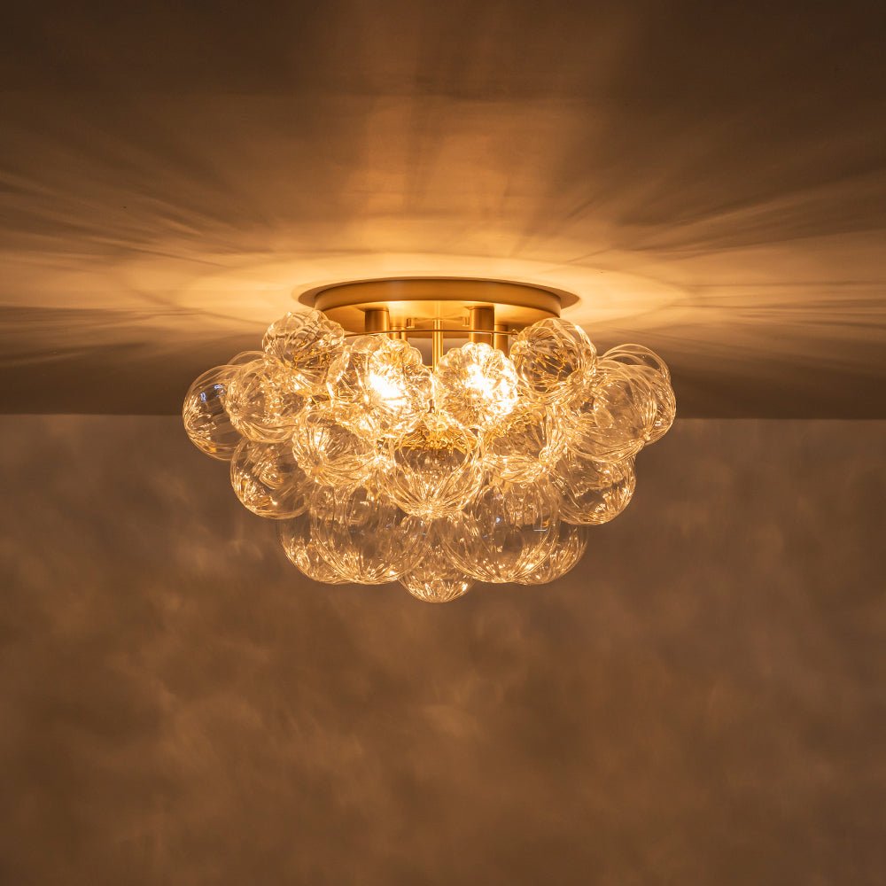 Aevunix Cluster Sculpture Bubble Glass Semi Flush Chandelier - Lamp Copper