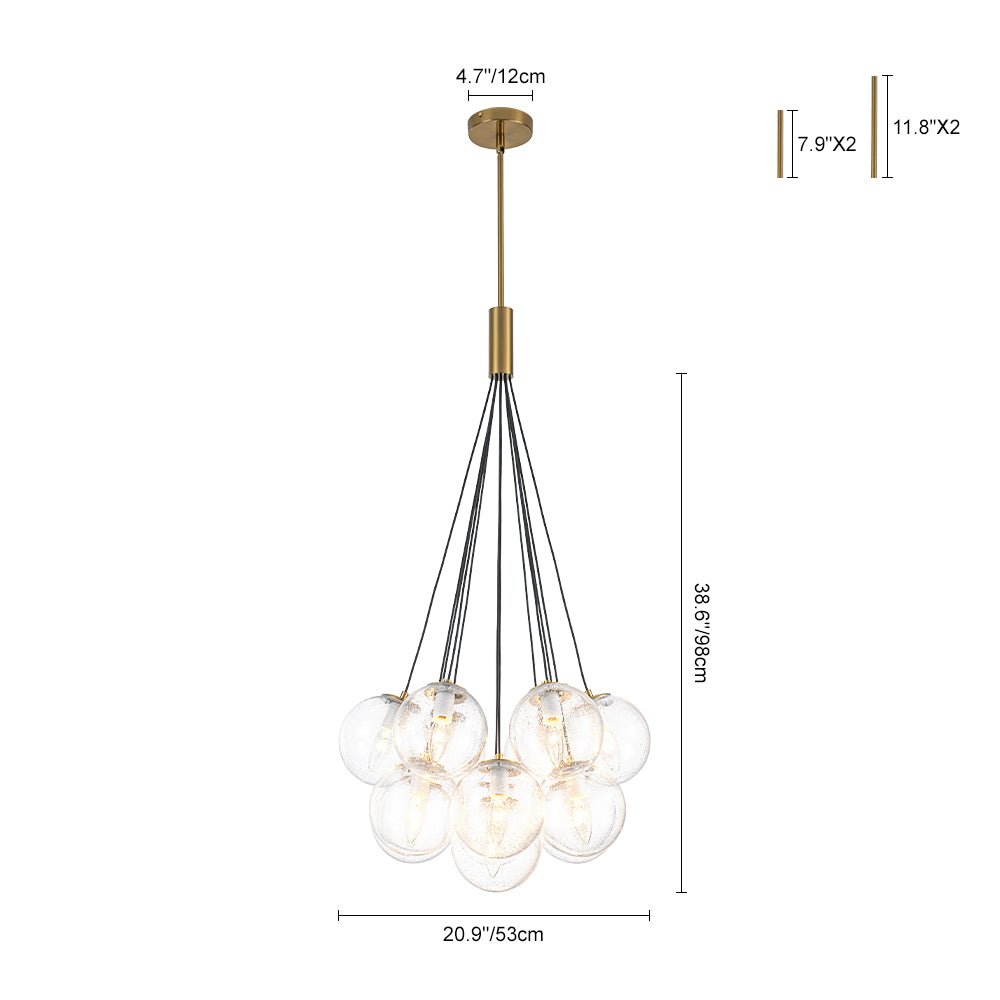 Jarnbruva Contemporary Cluster Seeded Glass Chandelier - Lamp Copper