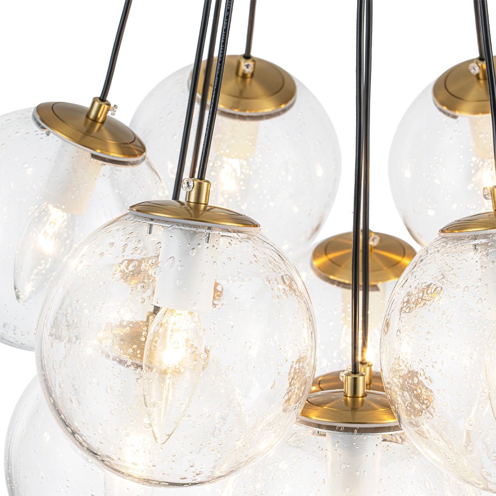Jarnbruva Contemporary Cluster Seeded Glass Chandelier - Lamp Copper