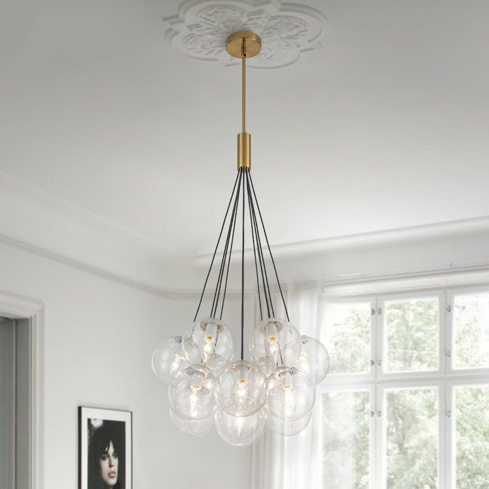 Jarnbruva Contemporary Cluster Seeded Glass Chandelier - Lamp Copper