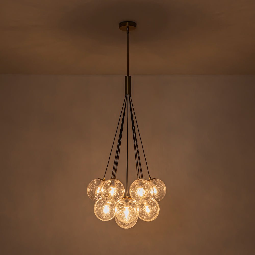 Jarnbruva Contemporary Cluster Seeded Glass Chandelier - Lamp Copper