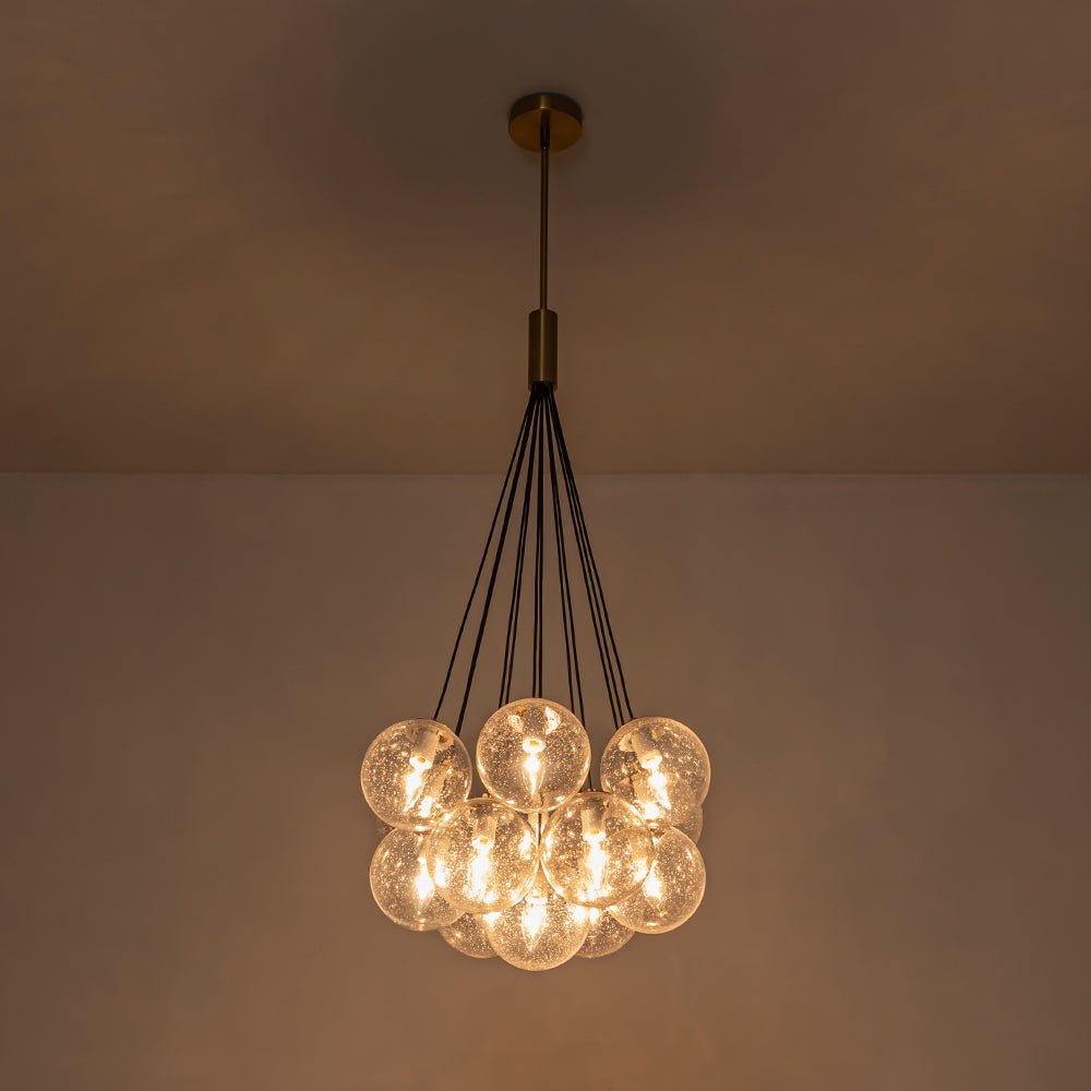 Jarnbruva Contemporary Cluster Seeded Glass Chandelier - Lamp Copper