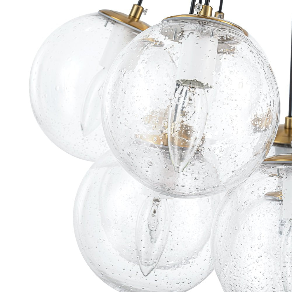 Jarnbruva Contemporary Cluster Seeded Glass Chandelier - Lamp Copper