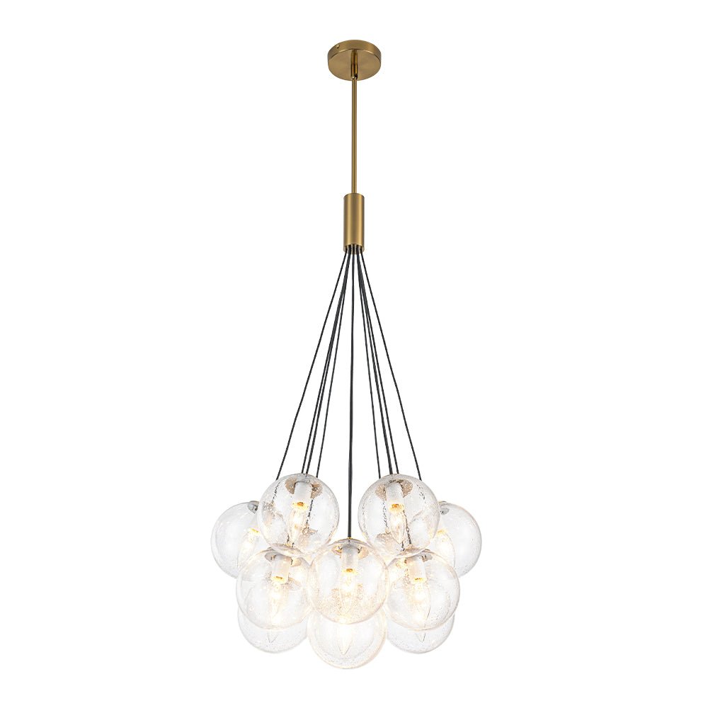 Jarnbruva Contemporary Cluster Seeded Glass Chandelier - Lamp Copper
