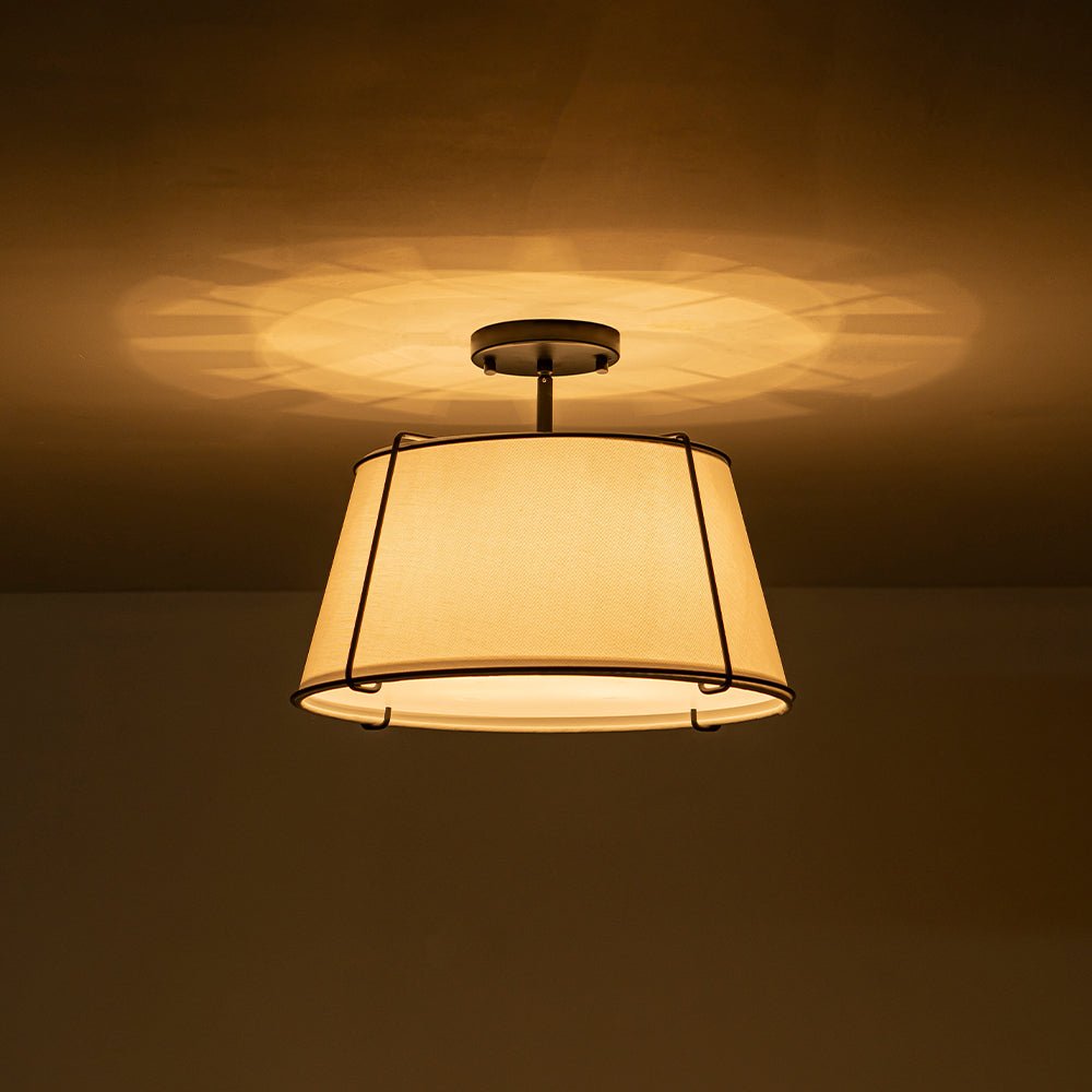 Vesina Linen Metal Semi Flush Mount Ceiling Light - Lamp Copper