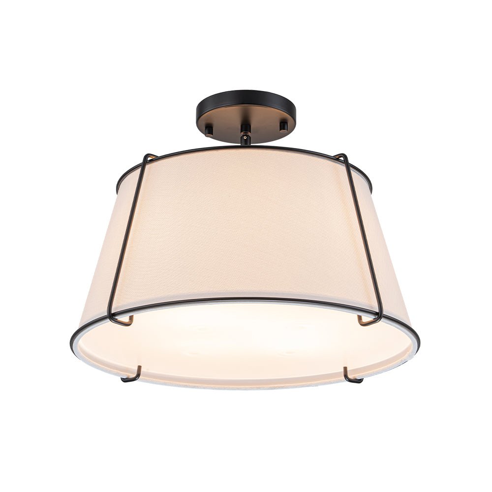 Vesina Linen Metal Semi Flush Mount Ceiling Light - Lamp Copper