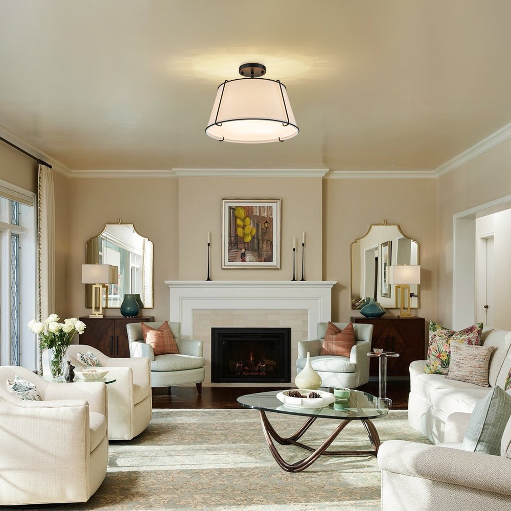 Vesina Linen Metal Semi Flush Mount Ceiling Light - Lamp Copper