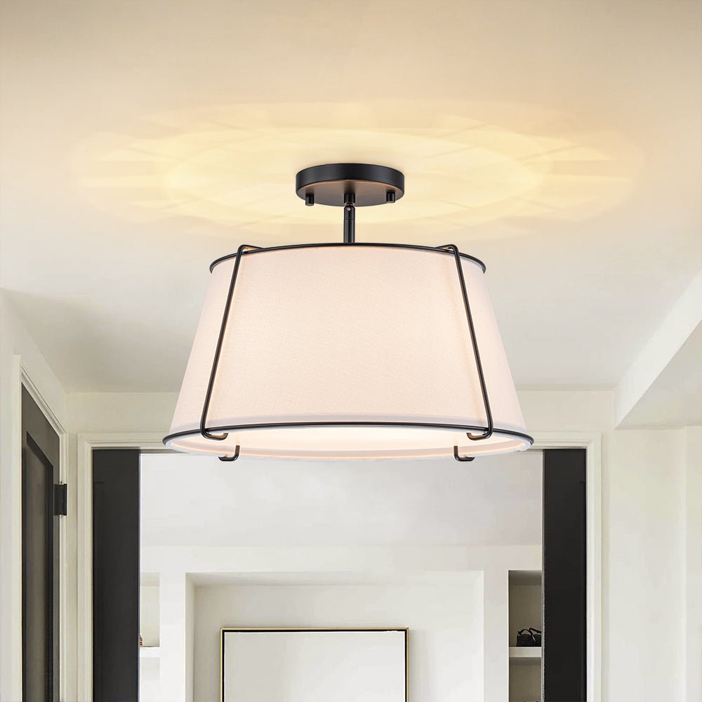 Vesina Linen Metal Semi Flush Mount Ceiling Light - Lamp Copper