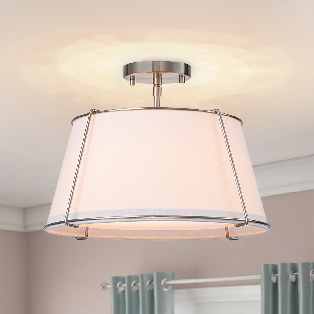 Vesina Linen Metal Semi Flush Mount Ceiling Light - Lamp Copper