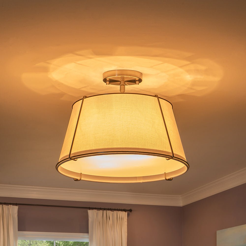 Vesina Linen Metal Semi Flush Mount Ceiling Light - Lamp Copper