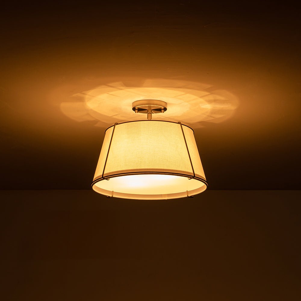 Vesina Linen Metal Semi Flush Mount Ceiling Light - Lamp Copper