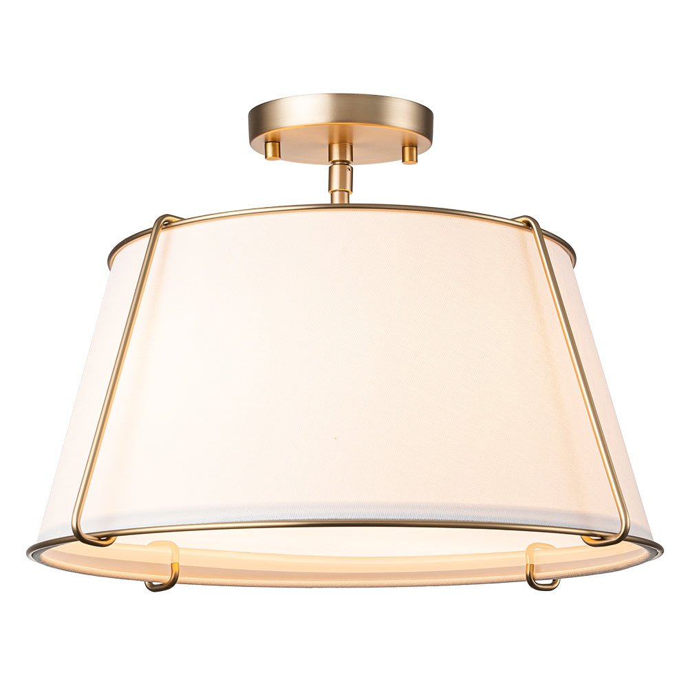 Vesina Linen Metal Semi Flush Mount Ceiling Light - Lamp Copper
