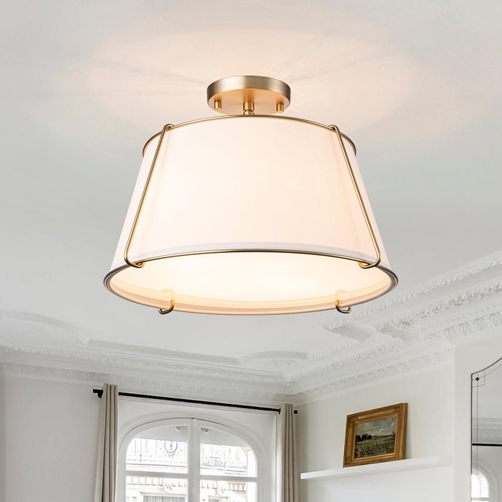 Vesina Linen Metal Semi Flush Mount Ceiling Light - Lamp Copper