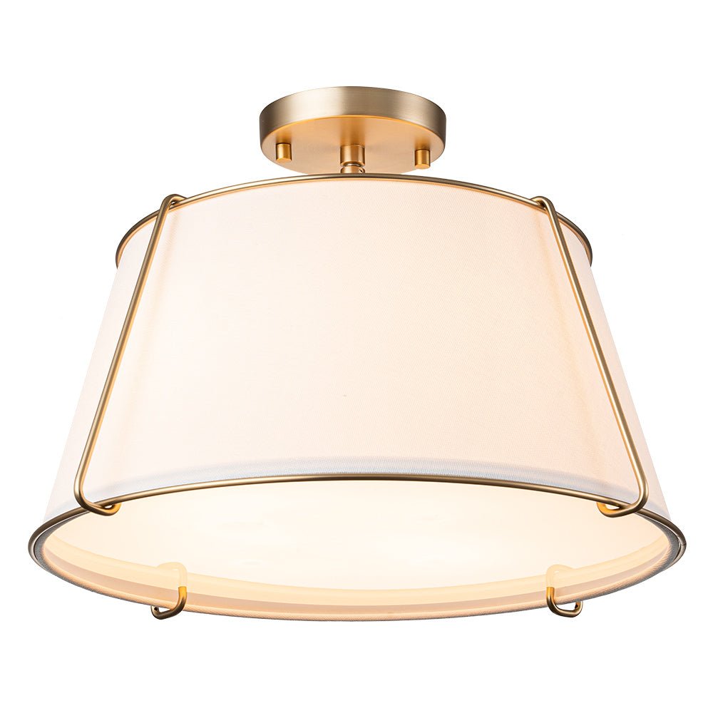 Vesina Linen Metal Semi Flush Mount Ceiling Light - Lamp Copper