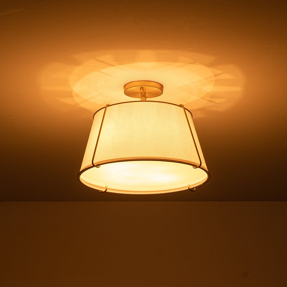 Vesina Linen Metal Semi Flush Mount Ceiling Light - Lamp Copper
