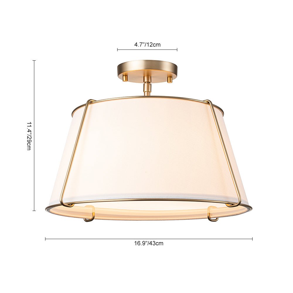 Vesina Linen Metal Semi Flush Mount Ceiling Light - Lamp Copper