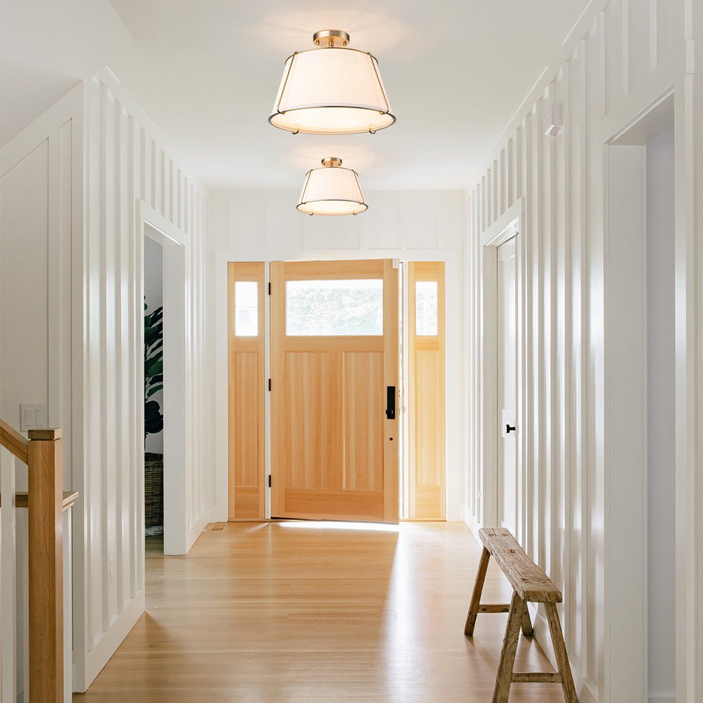 Vesina Linen Metal Semi Flush Mount Ceiling Light - Lamp Copper