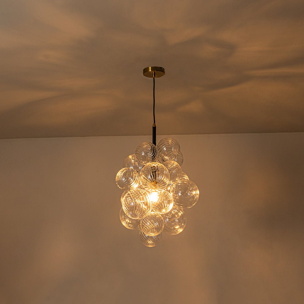 Ornauge Cluster Ribbed Bubble Glass Chandelier Pendant Light - Lamp Copper