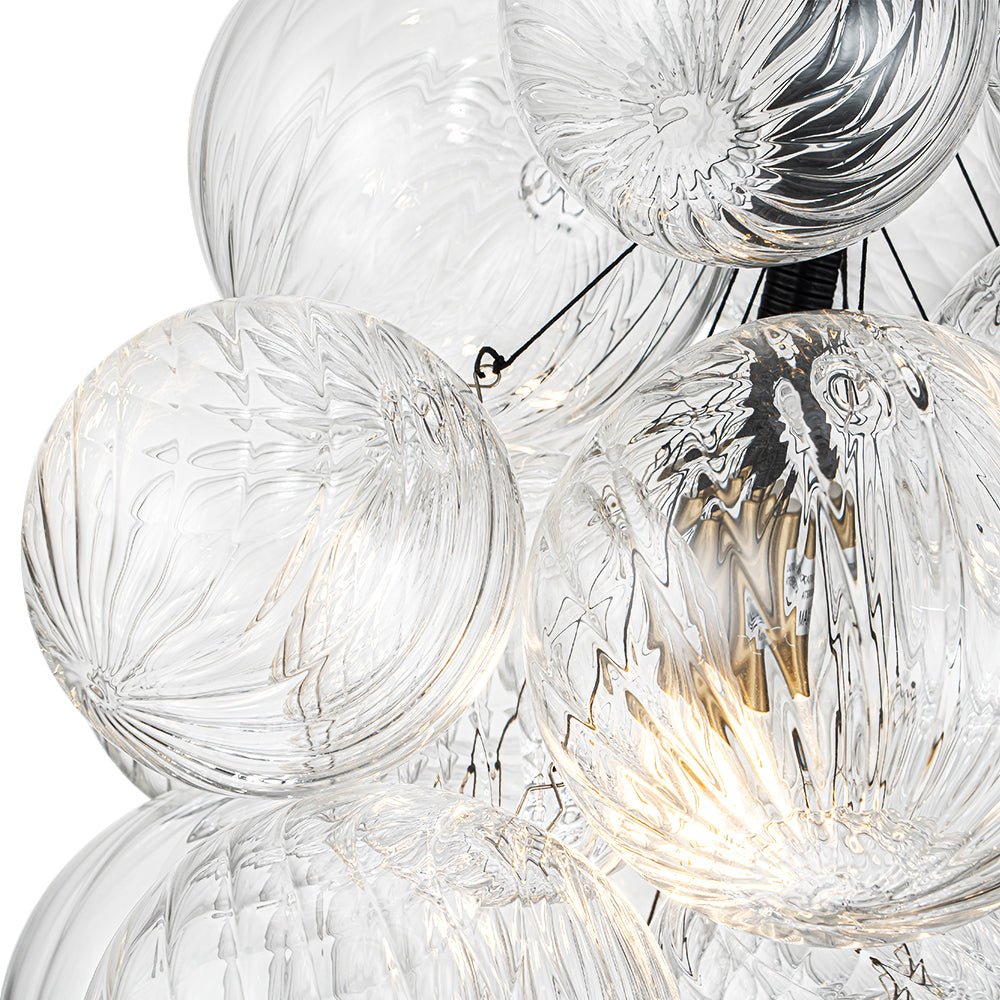 Ornauge Cluster Ribbed Bubble Glass Chandelier Pendant Light - Lamp Copper