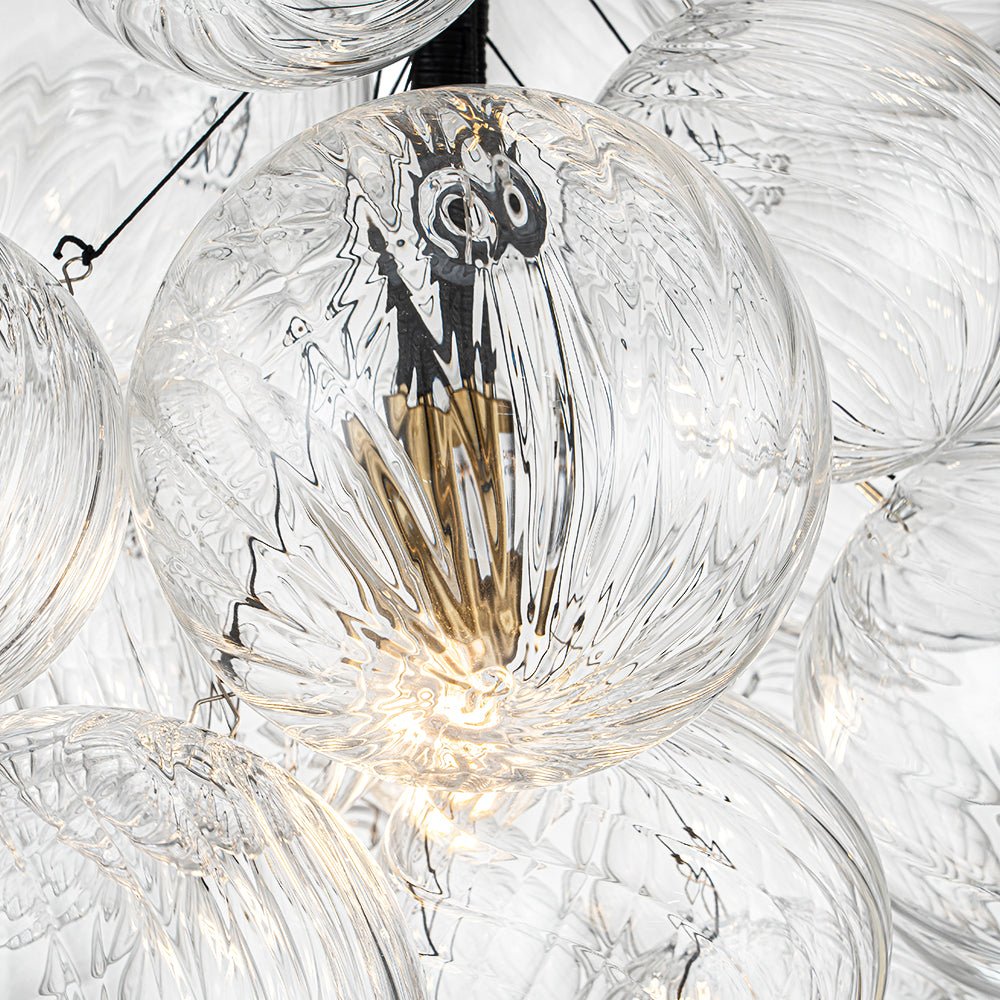 Ornauge Cluster Ribbed Bubble Glass Chandelier Pendant Light - Lamp Copper