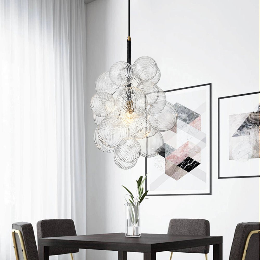 Ornauge Cluster Ribbed Bubble Glass Chandelier Pendant Light - Lamp Copper
