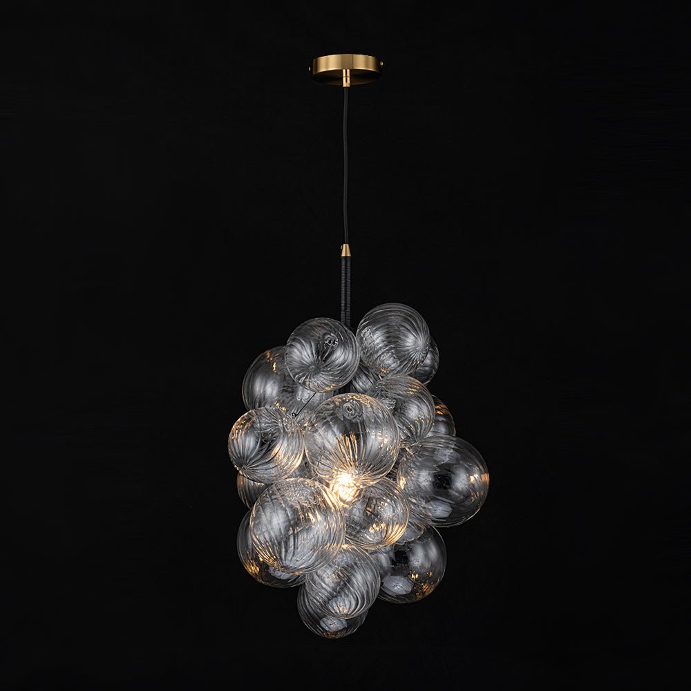 Ornauge Cluster Ribbed Bubble Glass Chandelier Pendant Light - Lamp Copper