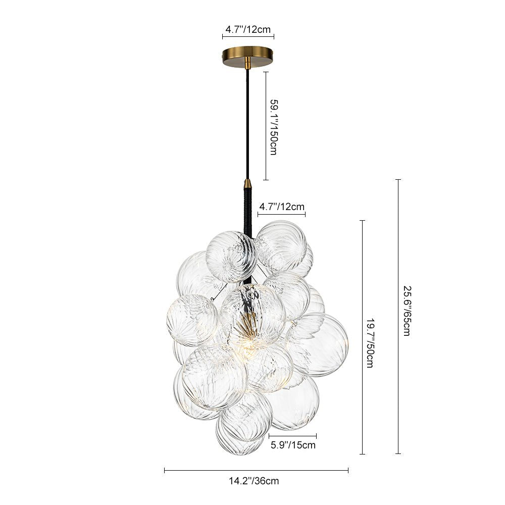 Ornauge Cluster Ribbed Bubble Glass Chandelier Pendant Light - Lamp Copper